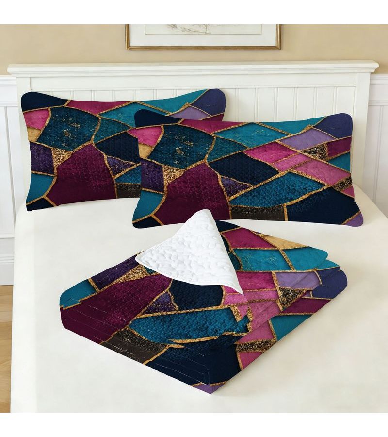 2 3pcs Quilt Set Digital Printing Abstract Mosaic Art Polychrome 94.49 102.36 Inches - Image 4