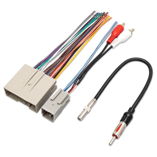 RED WOLF Car Radio Wiring Harness W/Anetnna Adapter RCA Input for Ford Mustang 2004-2009, Hyundai Sonata 2006-2008, Mercury Mariner 2008-2011 Install Aftermarket Stereo CD Player Wire Cable - Image 1