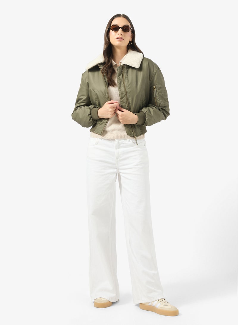 ONLY Onlsuri Life Washed Bomber Jacket - Image 4