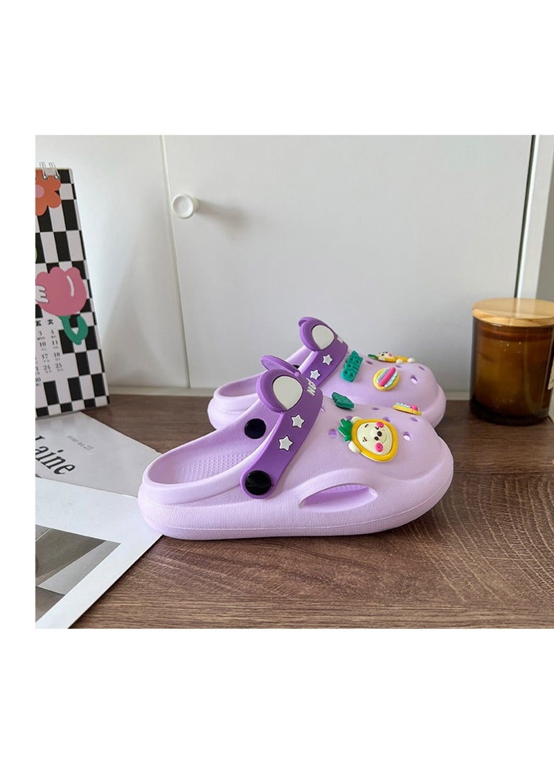 Huitich Cute Purple Kids Crocs with Cartoon Charms 26-27  - Image 4