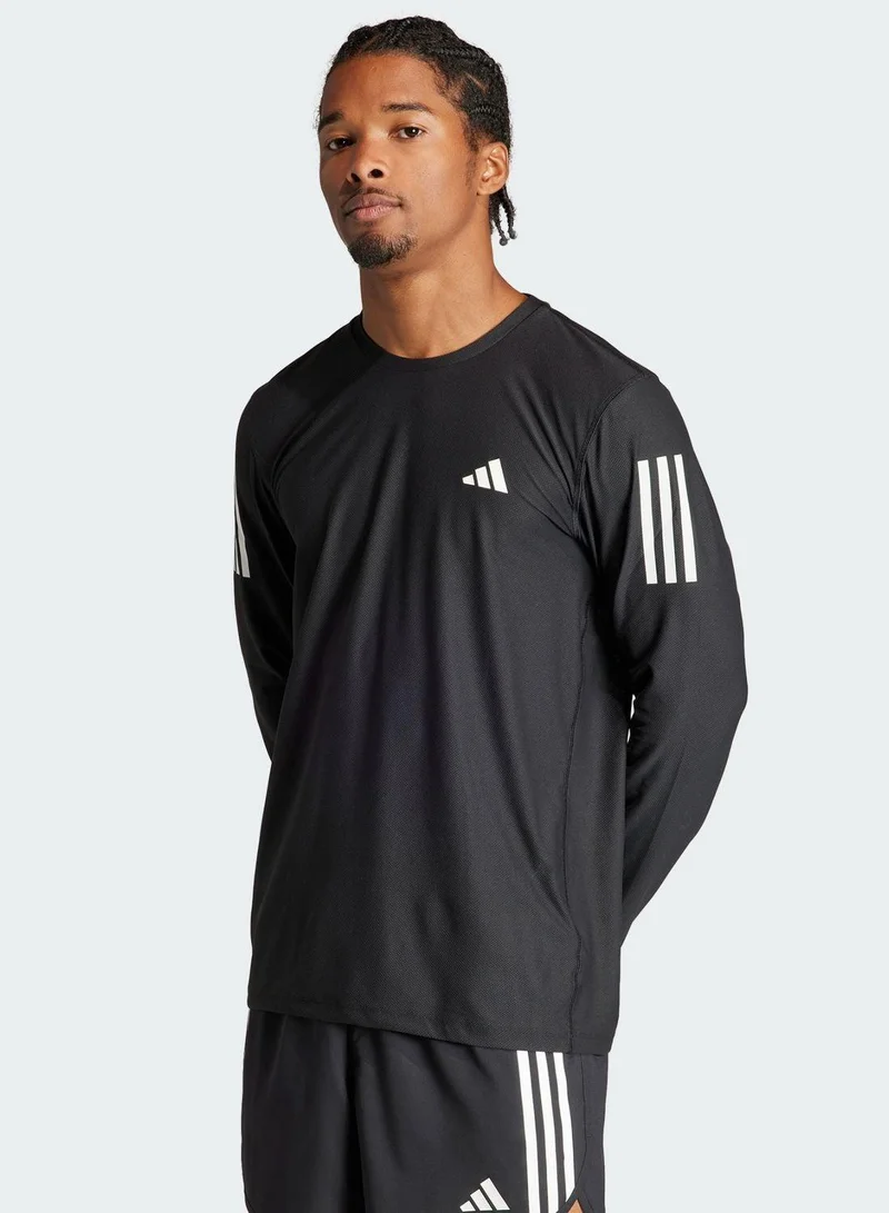 adidas تيشيرت بأكمام طويلة أسود للرجال