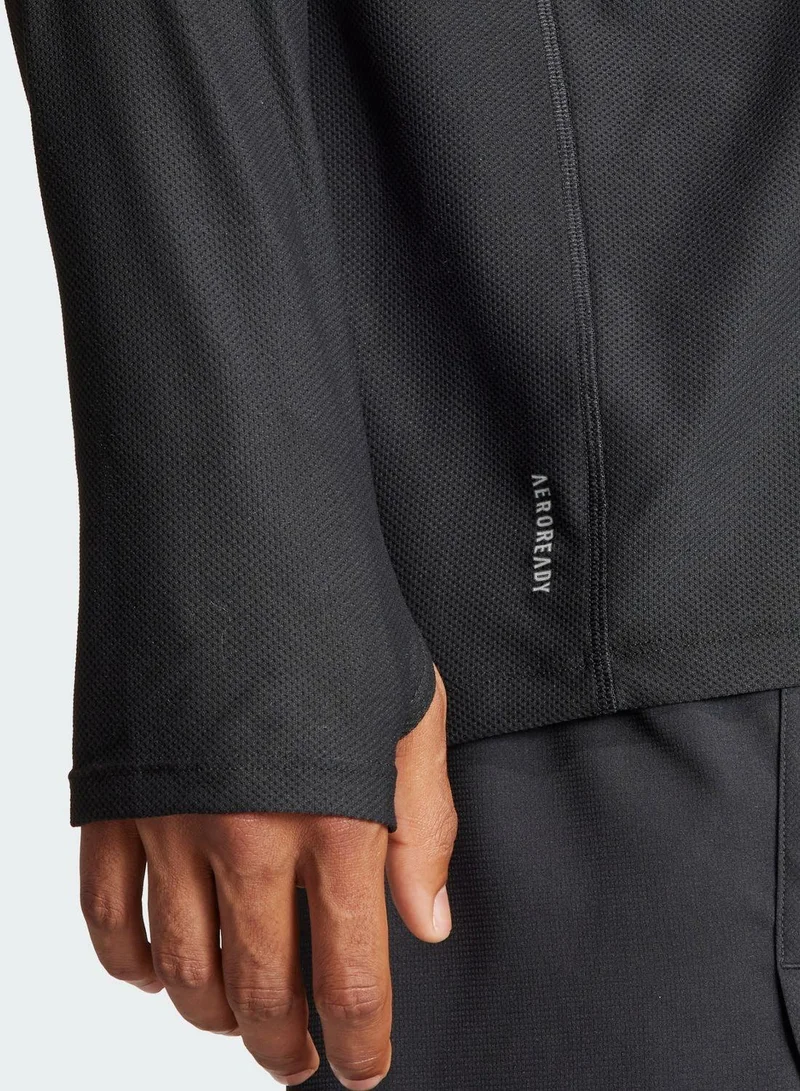 adidas تيشيرت بأكمام طويلة أسود للرجال