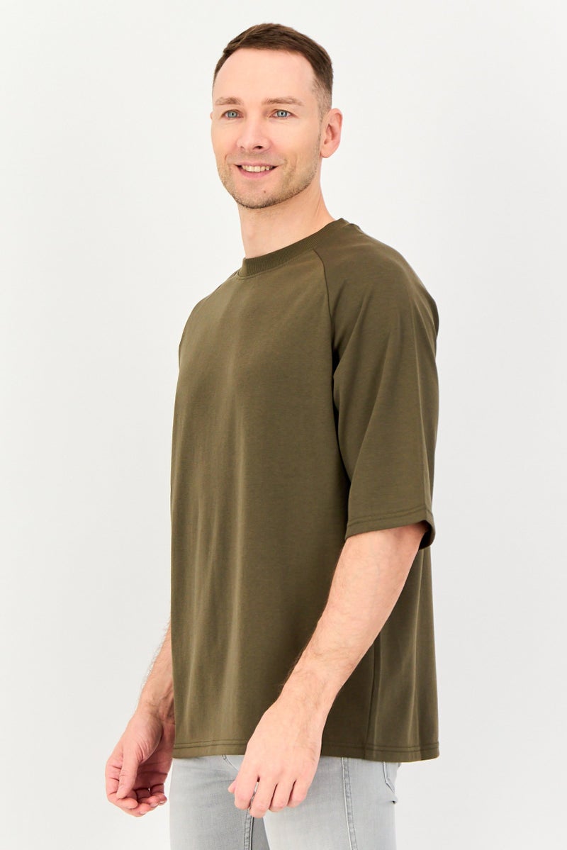 Algspar Men Regular Fit Solid Long Sleeve T- Shirt, Olive - Image 2