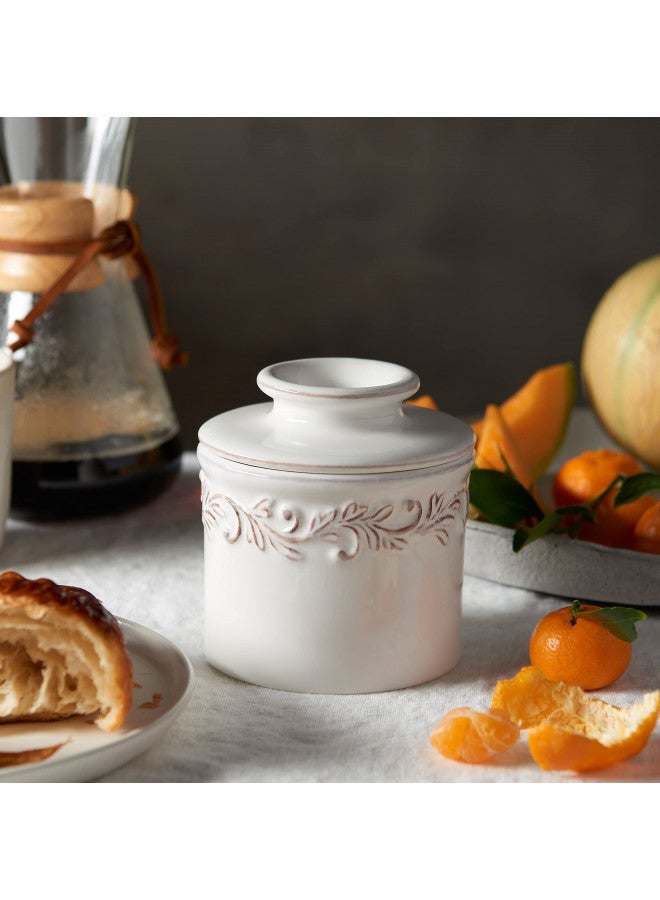 Butter Bell جرن الزبدة - جرة الزبدة الأصلية من L Tremain، وعاء خزفي فرنسي للحفاظ على الزبدة القابلة للدهن، مجموعة عتيقة، كتان أبيض - Image 3