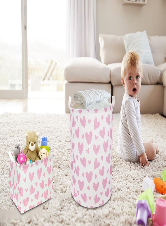 NTAOHAMPER سلة غسيل NTAOHAMPER على شكل قلب وردي، سلة غسيل، سلة غسيل لغرفة الأطفال للبنات، صندوق تخزين مقاوم للماء لغرفة النوم، سلة تنظيم الملابس، ديكور الغرفة (قلب وردي) - Image 4