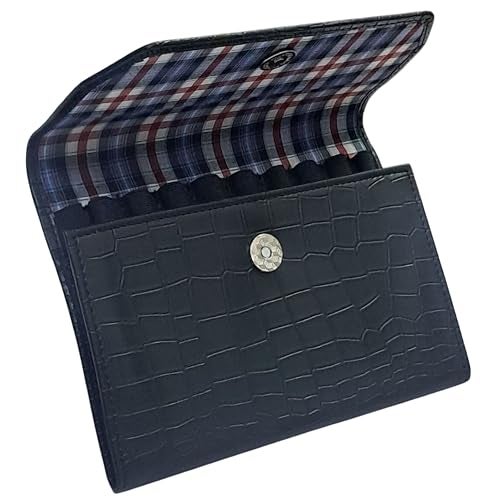 essart 10 Slots Pen Holder Pouch, Premium Croco Pattern Faux Leather Case for Fountain Pens & Rollerballs, Secure Elastic Loops & Magnetic Snap, Desk Storage Organizer - Image 1