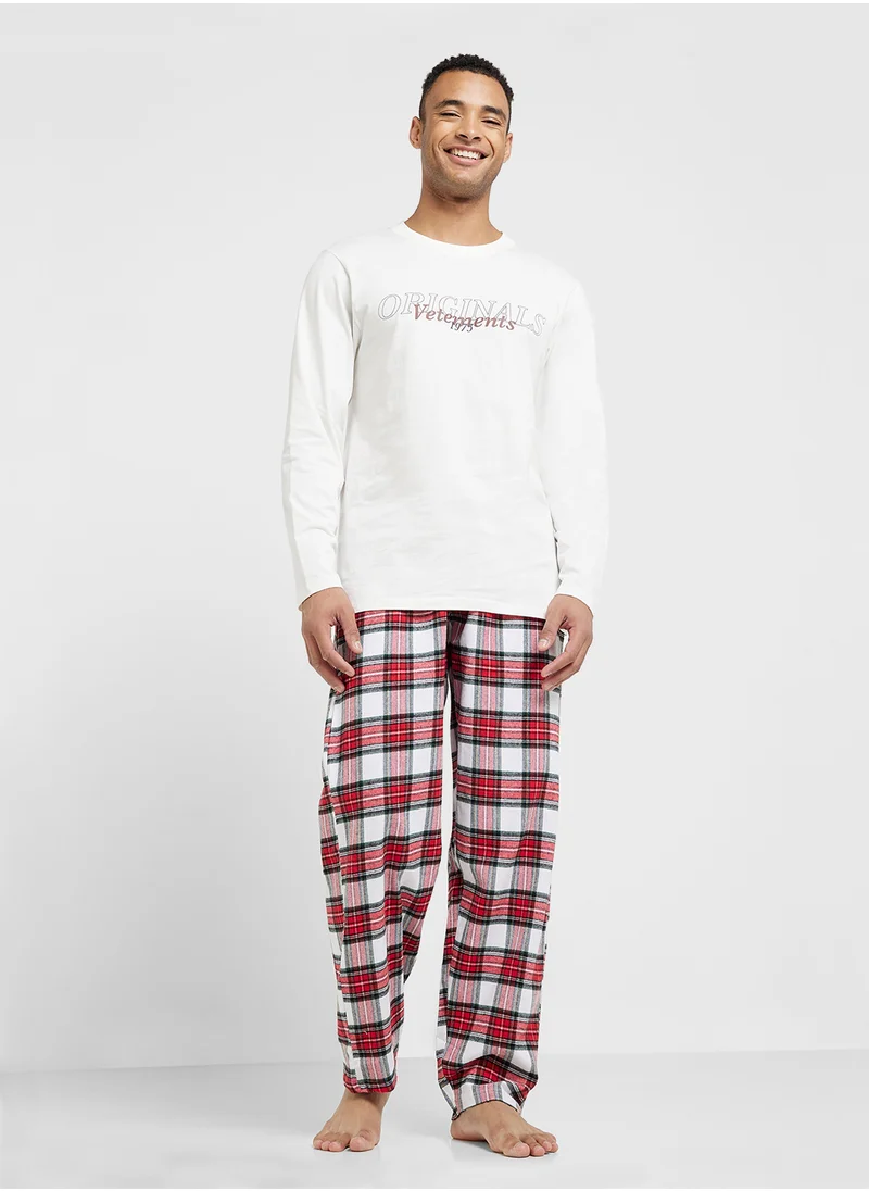 Seventy Five Mens Graphic Tee Check Pant