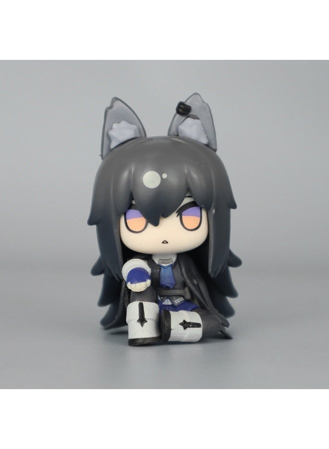Arknights Texas Q Version Sitting Mini Figure, Cute Wolf Ear Chibi Game Character PVC Statue Collectible(Height: 7 cm) - Image 1