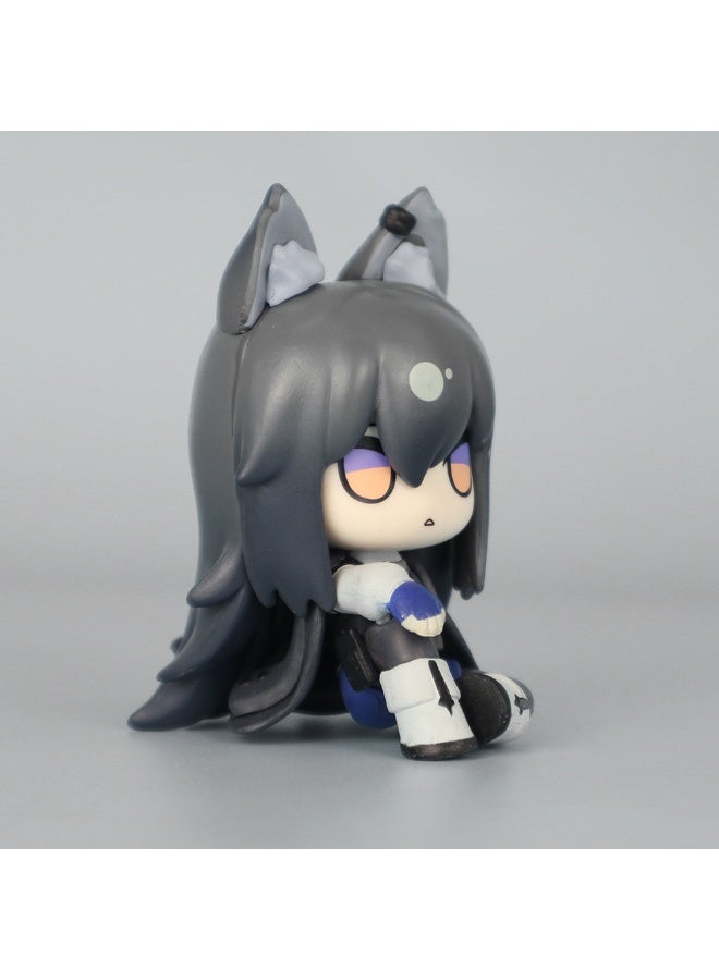 Arknights Texas Q Version Sitting Mini Figure, Cute Wolf Ear Chibi Game Character PVC Statue Collectible(Height: 7 cm) - Image 3