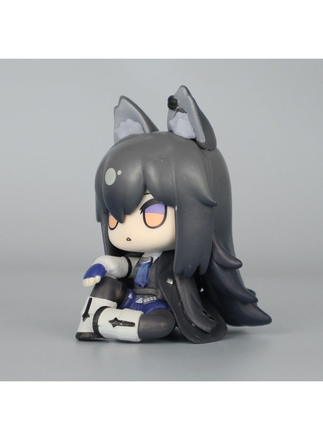 Arknights Texas Q Version Sitting Mini Figure, Cute Wolf Ear Chibi Game Character PVC Statue Collectible(Height: 7 cm) - Image 4