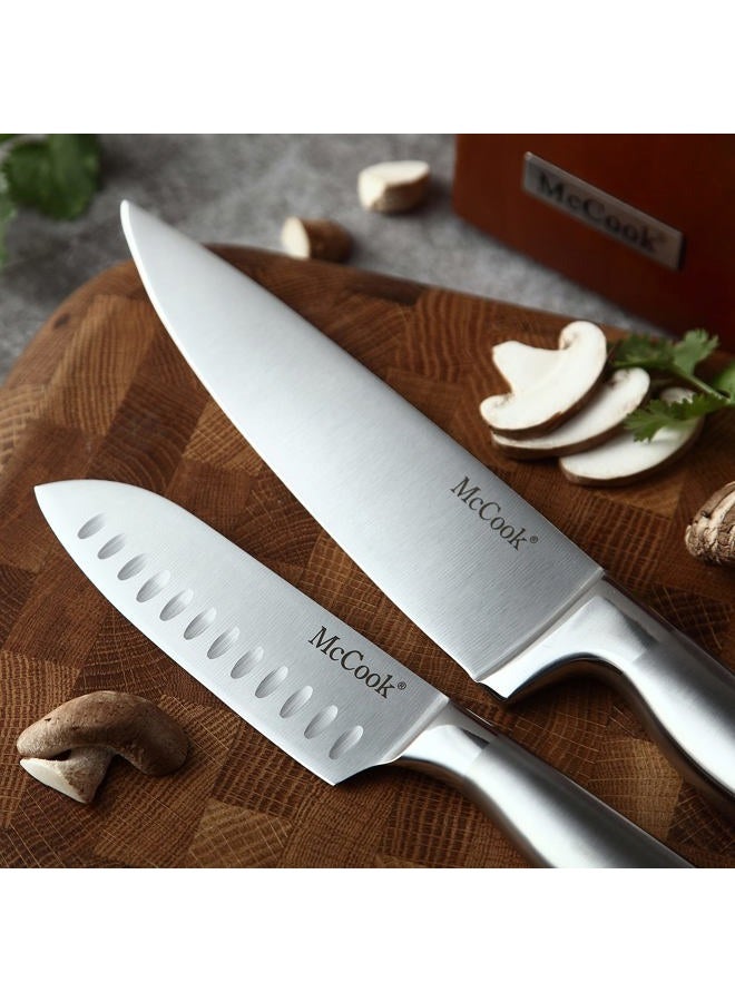 McCook ® Knife Sets,German Stainless Steel Kitchen Knives Block Set with Built-in Sharpener - Image 5