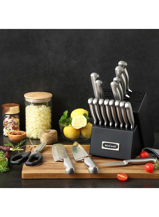 McCook ® Knife Sets,German Stainless Steel Kitchen Knives Block Set with Built-in Sharpener - Image 4