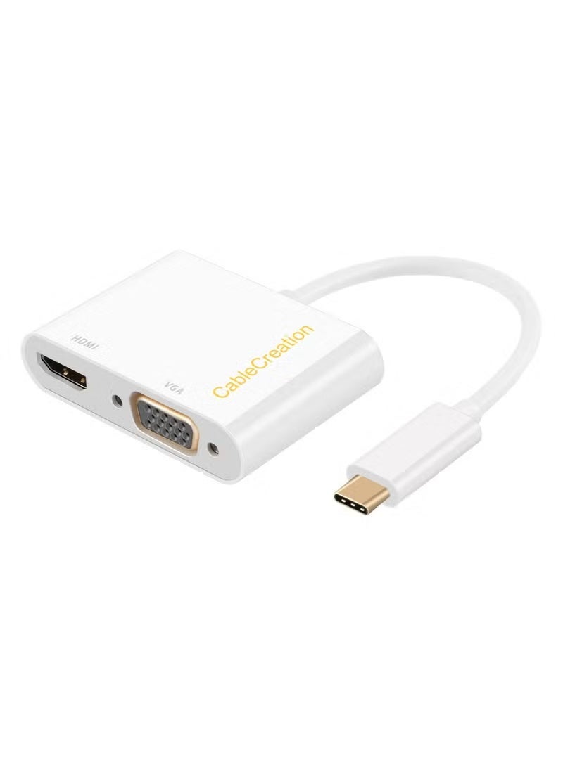 كابل كرييشن محول USB C إلى HDMI VGA، محول من النوع C إلى HDMI 4K VGA 1080P، متوافق مع Galaxy S22 Ultra، MacBook Pro، iPad Pro 2020، Chromebook Pixel، XPS 13، Yoga 910، Surface Go - Image 1