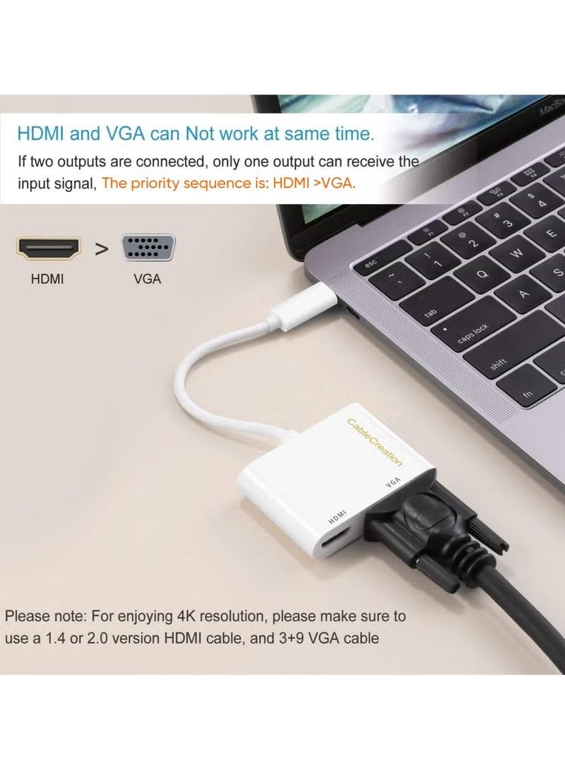 كابل كرييشن محول USB C إلى HDMI VGA، محول من النوع C إلى HDMI 4K VGA 1080P، متوافق مع Galaxy S22 Ultra، MacBook Pro، iPad Pro 2020، Chromebook Pixel، XPS 13، Yoga 910، Surface Go - Image 3
