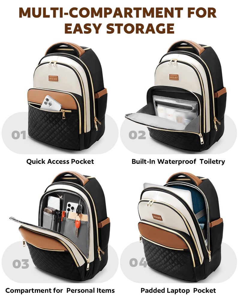 Arcoyard Rolling Backpack Carry On Luggage For Adults With Wheels, 40L Wheeled Backpack For Women, Travel Roller Bag, Beige Brown - Image 3