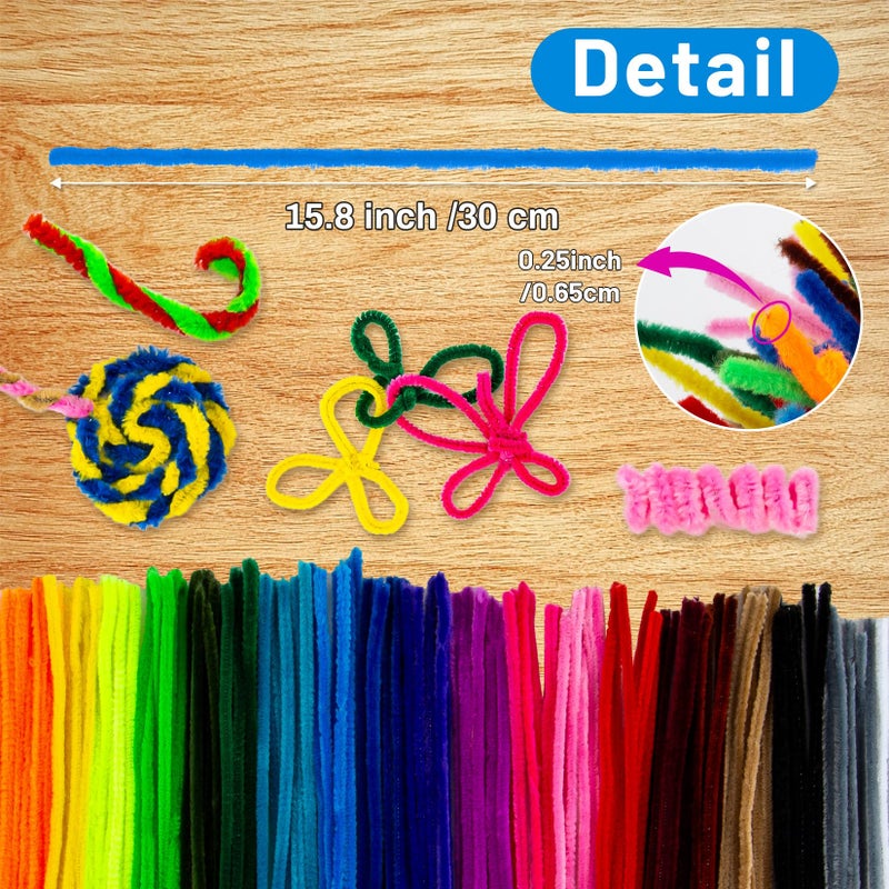 RAINFLOW Pipe Cleaners Craft Supplies - 200 PCS Chenille Stems Fuzzy Craft Wire for Handicrafts Twisting Stick DIY for Craft Bouquets Animals Halloween Christmas Easter Birthday (Blue) - Image 2