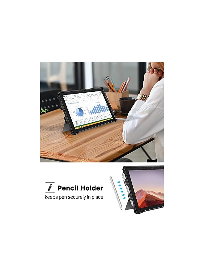 Procases Rugged Protective Cover With Pencil Holder And Hand Strap, Compatible With Type Keyboard, Kickstand -Black - Image 5