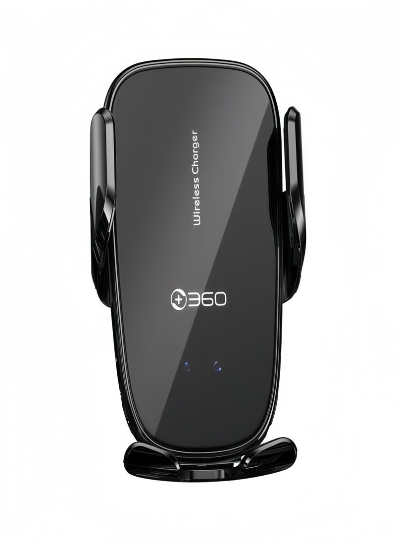 360 car, wireless fast charging car holder, automatic induction electric rotation W218-1P (black) - Image 1