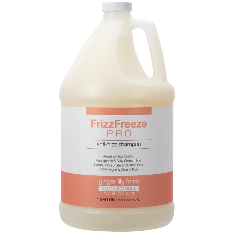 Ginger Lily Farms Salon Formula FrizzFreeze Pro AntiFrizz Shampoo for Frizzy Hair 100 Vegan CrueltyFree 1 Gallon 128 fl oz Refill