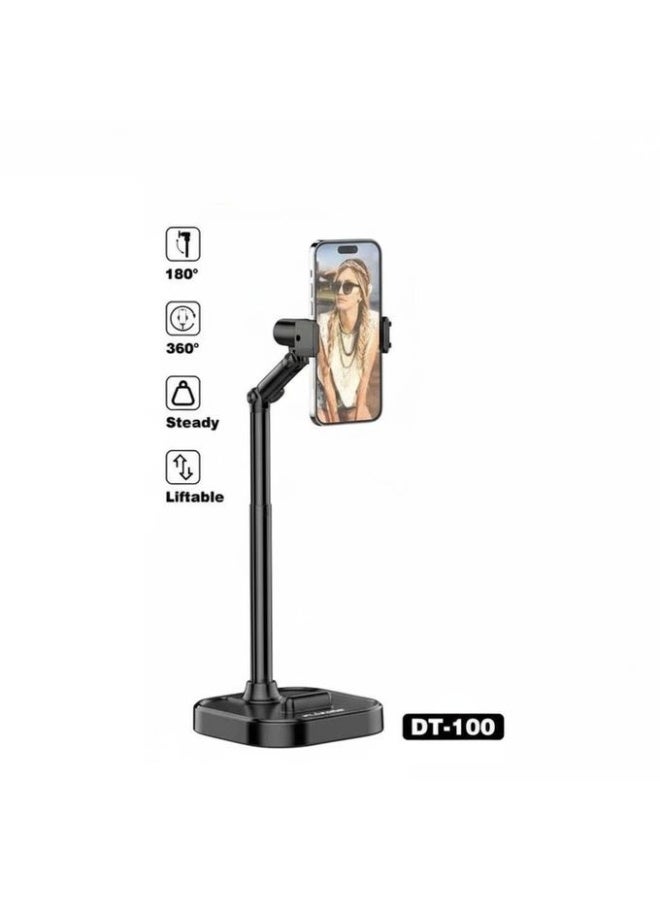 التخطيط حامل الهاتف والتابلت المكتبي DT-100 - حامل دوار قابل للتعديل (22-41 سم)؛ بزاوية 360 درجة للمشاهدة والبث المباشر والاستخدام المكتبي - Image 3