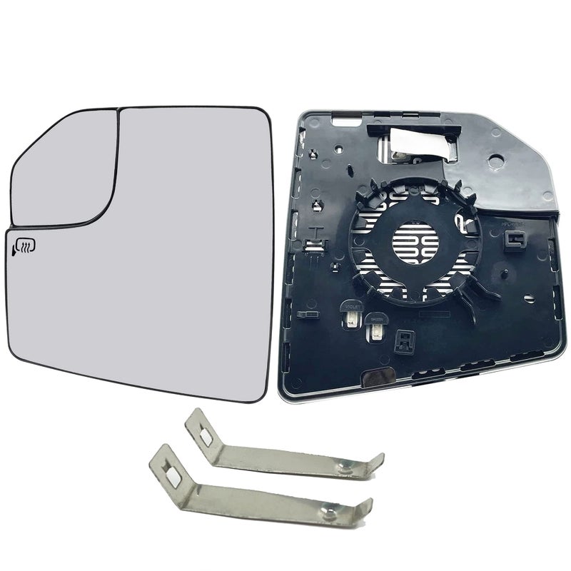 F150 Driver Side Heated Mirror Glass Compatible with 2015 2016 2017 2018 2019 2020 F150 Left Power Heated Convex Mirror Glass FL3Z17K707L with Blind Spot Mirror and Rear Holder F150 Side Mirror