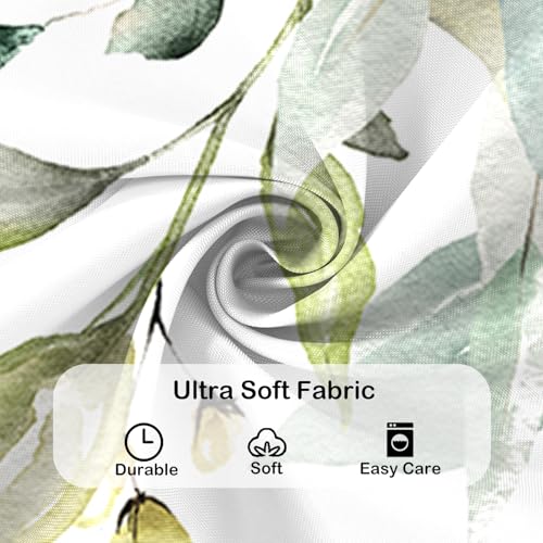 COSEVIER Sage Green Eucalyptus Shower Curtain,Leaves Plants Spring Floral Botanical Leaf Nature Watercolor Fabric Bathroom Decor Set with Hooks 72x72 Inch - Image 4