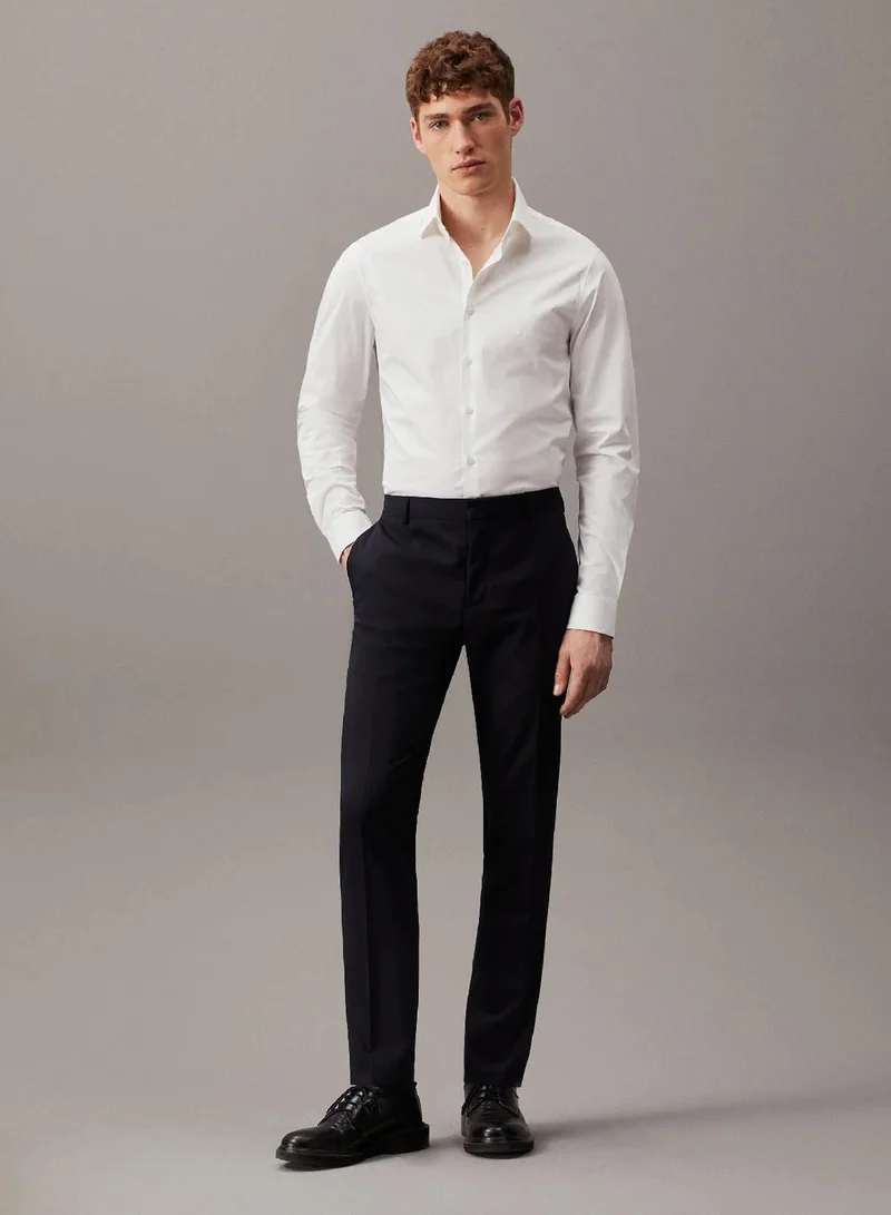 Calvin Klein White Slim Poplin Dress Shirt for Men | Best Price UAE