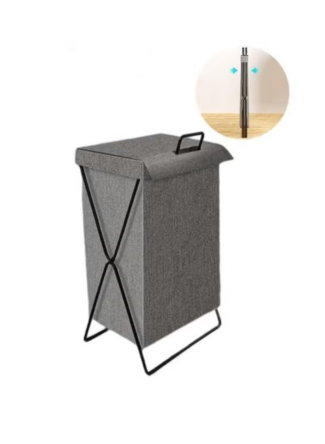 Large Collapsible Laundry Basket with Handles and Lid, Heavy-Duty Frame X-Shaped Laundry Hamper Laundry Bag for Laundry, Bedroom, Dorm - Image 4