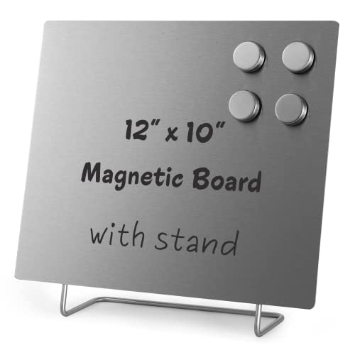 OutFormal Large Magnetic Bulletin Board – Dry Erase Memo Board with Stand – Metal Easel for Magnet Display – 12x10 Inches + 4 Magnets - Image 1
