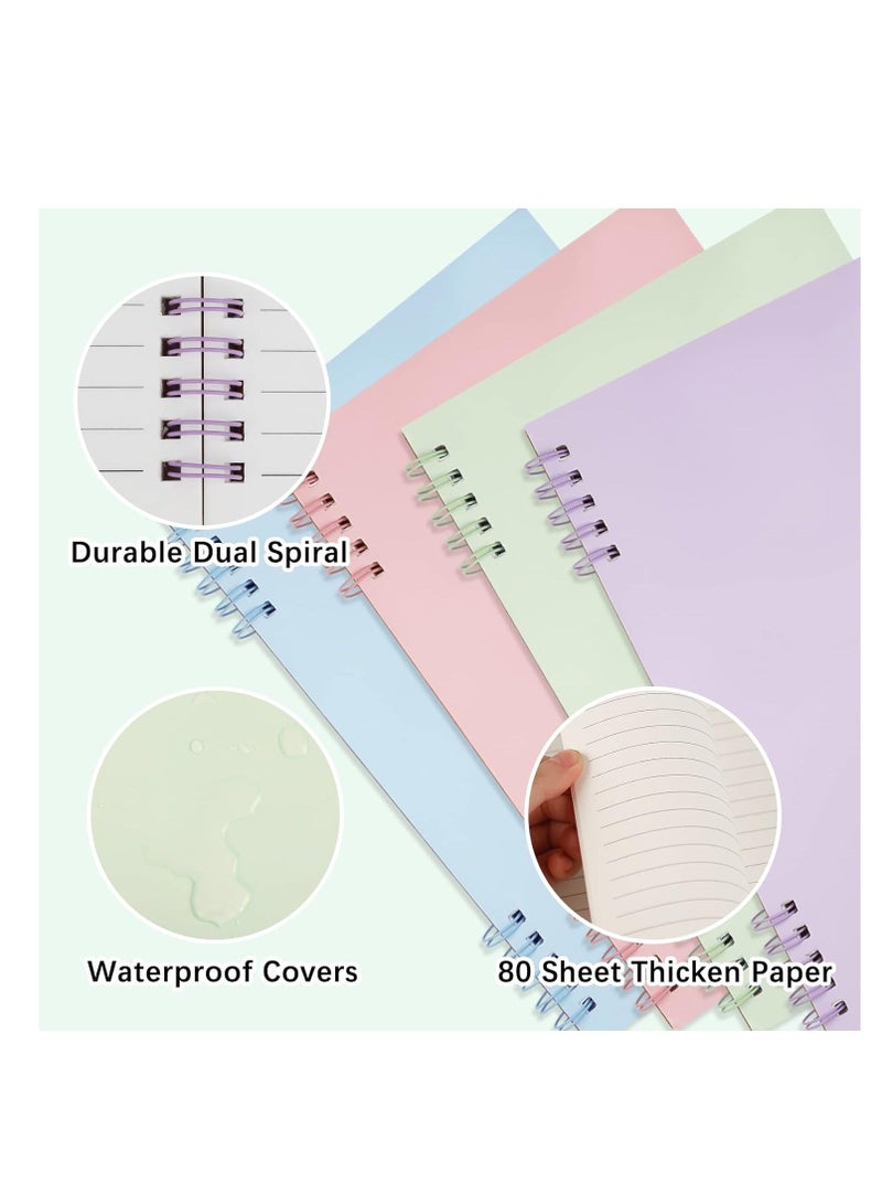 Generic A5 Spiral Notebook with 60 Pcs Tabs Assorted Colors Line Journal Hardcover Subject Notebook College Ruled 80 Sheet Thick Paper Smooth Writing Aesthetic for School Students 4 Pack  - Image 3