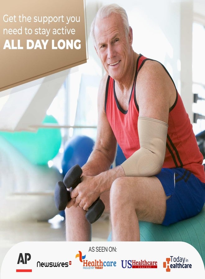 DR. BRACE® Elite Elbow Brace Support, Breathable Elbow Compression Sleeve with Gel Pad for Golfer's, Tennis Elbow & Tendonitis Treatment & Pain Relief 2024 (Nude (Beige), X-Large) - Image 5