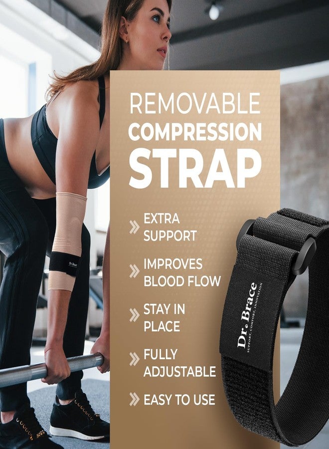 DR. BRACE® Elite Elbow Brace Support, Breathable Elbow Compression Sleeve with Gel Pad for Golfer's, Tennis Elbow & Tendonitis Treatment & Pain Relief 2024 (Nude (Beige), X-Large) - Image 3
