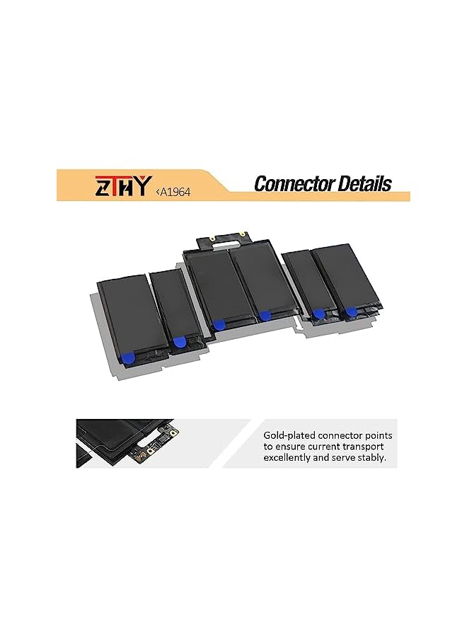 ZTHY 58Wh A1964 A1989 Laptop Battery Compatible With Macbook Pro 13 Inch Mid 2018 2019 A2251 2020 Release Emc 3214 3358 Bto/Cto Touch Bar Mr9Q2Ll/A Mr9R2Ll/A Mr9T2Ll/A Mr9U2Ll/A Mr9V2Ll/A Mv962Ll/A - Image 2