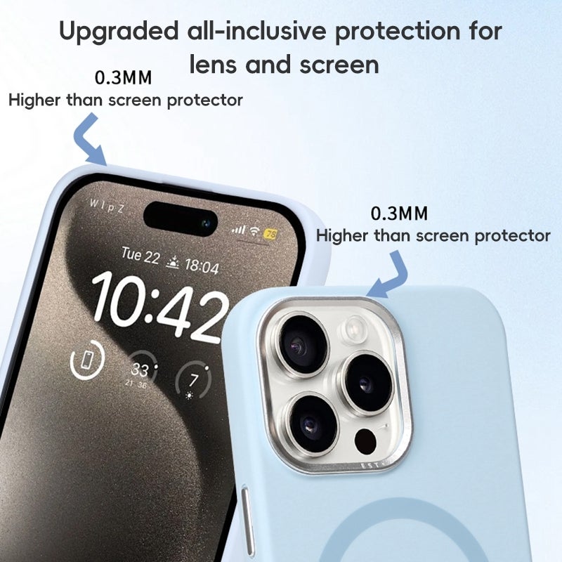 HuHa Protective Cover For iPhone 12 Metal Lens Frame Liquid Silicone MagSafe Phone Case(Pink) - Image 4