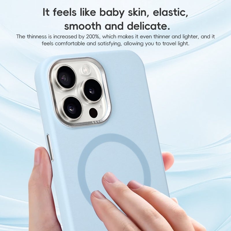 HuHa Protective Cover For iPhone 12 Metal Lens Frame Liquid Silicone MagSafe Phone Case(Pink) - Image 5