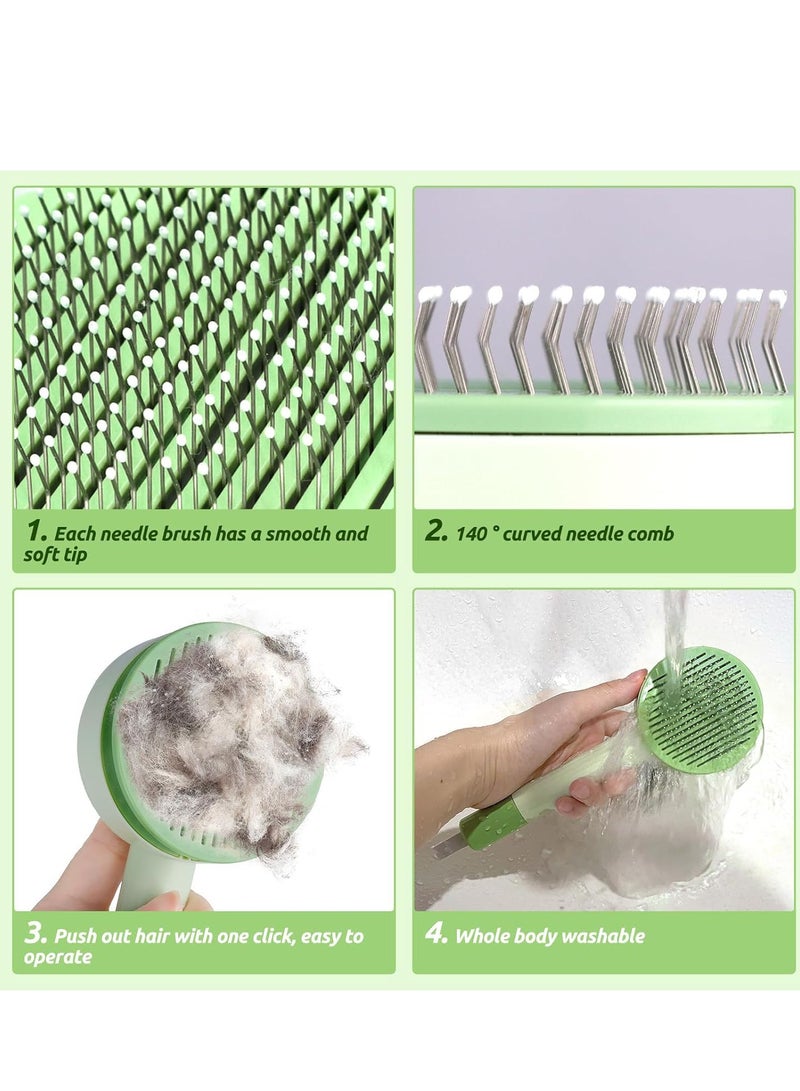 Cat Brush for Shedding with Cat Nail Clippers, Pet Cleaner Brush for Long or Short Haired Cats,3 in 1 Cat Grooming Brush Set, Cat Comb, Pet Self Cleaning Slicker Brush for Cats and Dogs - Image 3