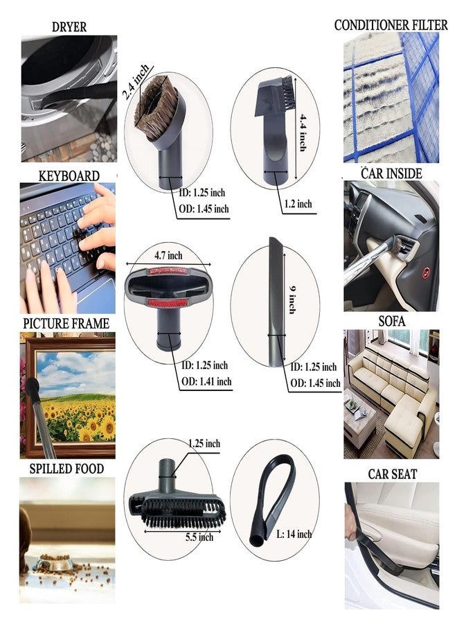 VACEXT ملحقات وفرش بديلة للمكنسة الكهربائية، بالإضافة إلى طقم محول عالمي متوافق مع المكانس الكهربائية من نوع Shop Vac بأحجام 2-1/4 بوصة، 1-7/8 بوصة، 1-3/8 بوصة، و1-1/4 بوصة - أداة مرنة لتنظيف الشقوق والزوايا، مناسبة لملحقات المكانس الكهربائية من نوع Shop Vac. - Image 4