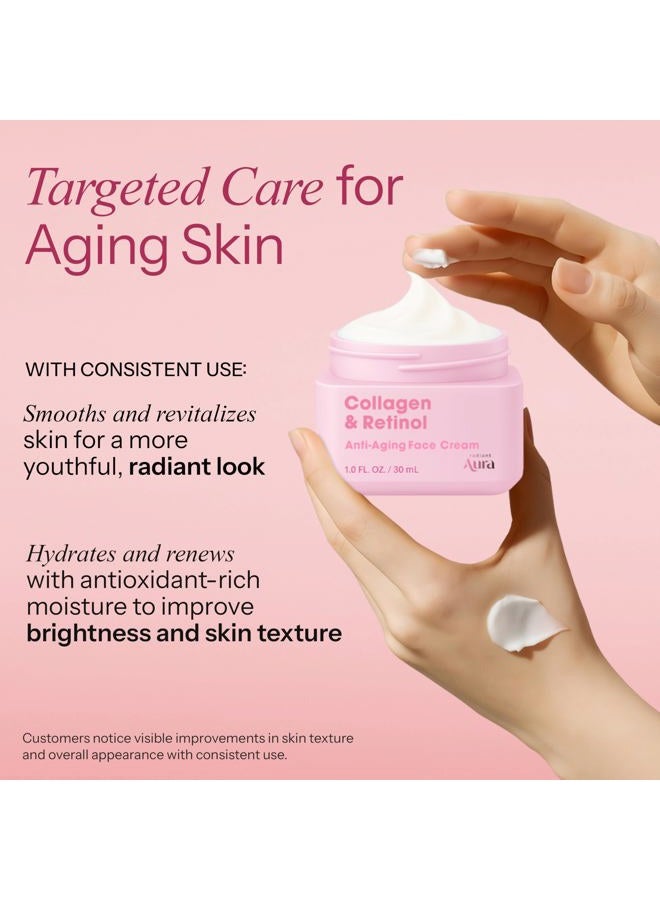 Radiant Aura Collagen & Retinol Face Cream – Dermatologist Tested, Anti Aging, Korean Skin Care – Firming, Anti Wrinkle, Hydrating Moisturizer, Pore Care – Vegan, Clean Beauty – 1.69 Fl Oz - Image 3