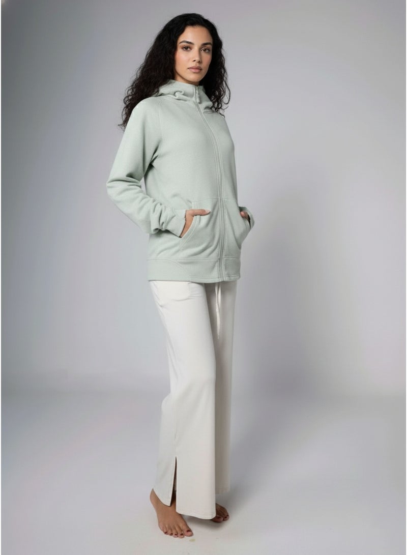 Aora Unisex Oversized Zipper Hoodie – Eco-Friendly Full-Zip Sweatshirt for Layering, Travel & Everyday Comfort (Sage) - Image 4