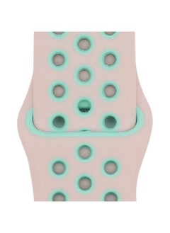 Generic Suitable For Apple Two-color Silicone Nike Strap Nike Hole Apple Iwatch Breathable Sports Watch Strap-Color:25 Pink + Mint Green-Specifications:42/44/45/49mm-S  - Image 1