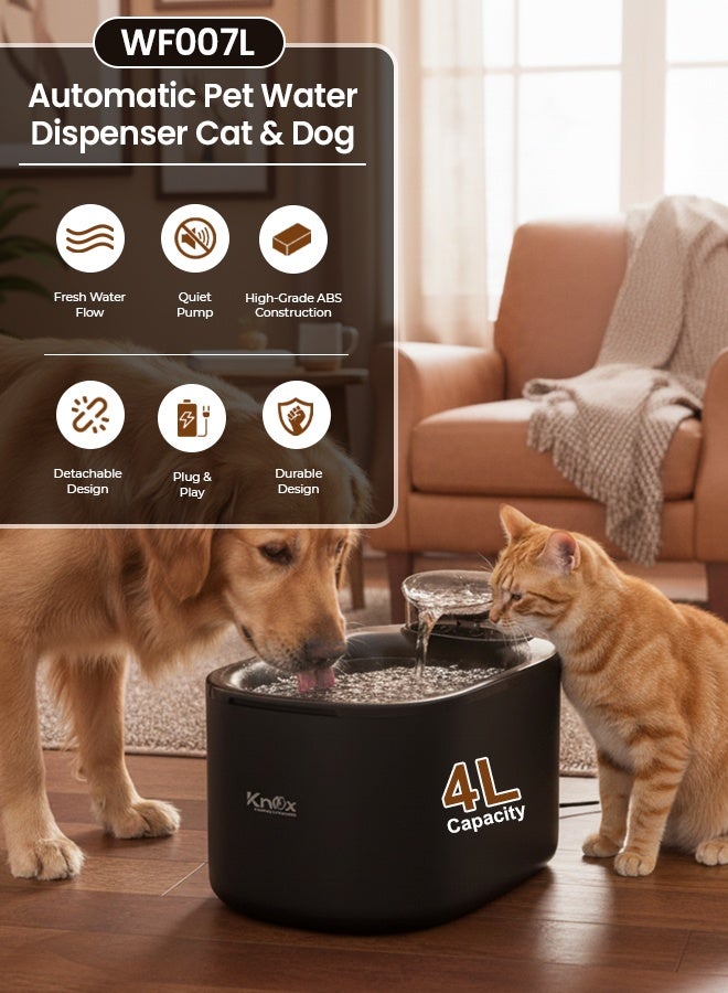 Knox Powering Generations Knox Cat Water Fountain 3.5L/135oz – Automatic Pet Water Dispenser with Filter & Quiet Pump, Large Indoor Outdoor Drinking Pet Water Fountain for Cats & Small Dogs - Image 2