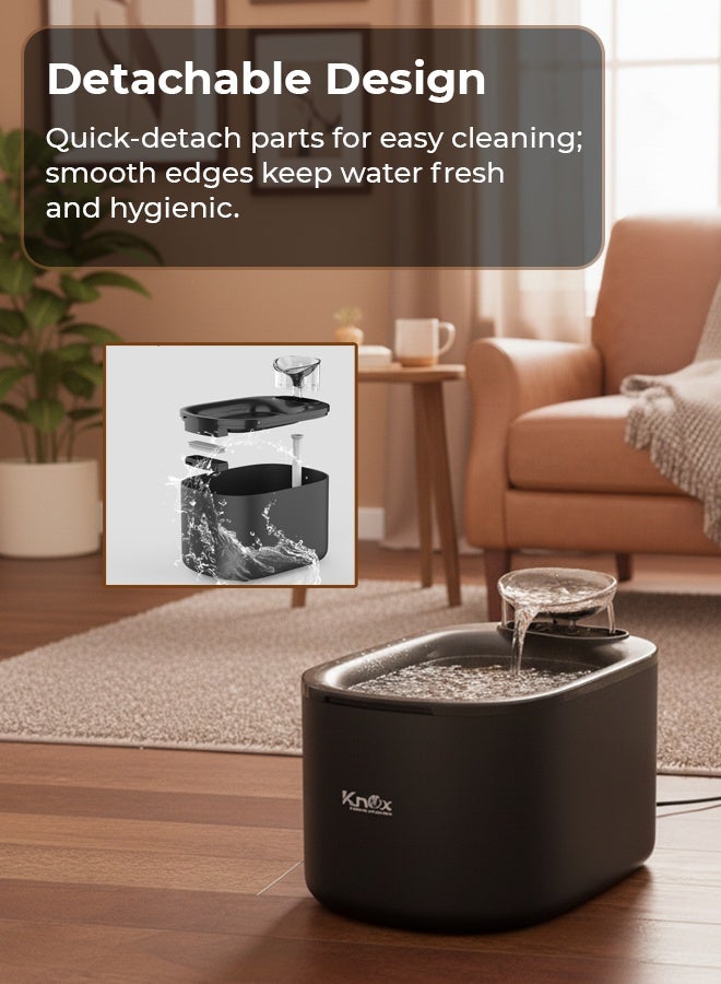 Knox Powering Generations Knox Cat Water Fountain 3.5L/135oz – Automatic Pet Water Dispenser with Filter & Quiet Pump, Large Indoor Outdoor Drinking Pet Water Fountain for Cats & Small Dogs - Image 3