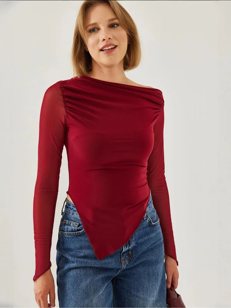 Bianco Lucci LUCCI Basic Top with Asymmetrical Hem