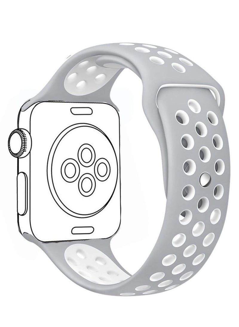 Generic - Dot Replacement Band For Apple Watch Series 5/6/7 42/44/45mm Silver/White - Image 1