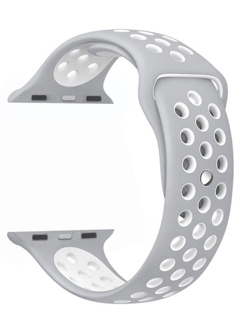 Dot Replacement Band For Apple Watch Series 5/6/7 42/44/45mm Silver/White