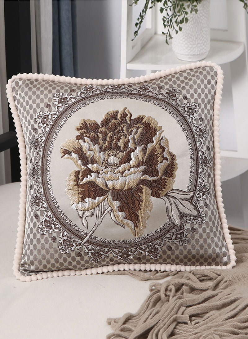 HAPPY MOOD Jacquard Throw Pillow Covers Flower Decorative Pillowcase Square Cushion Cover for Couch Sofa - Image 1