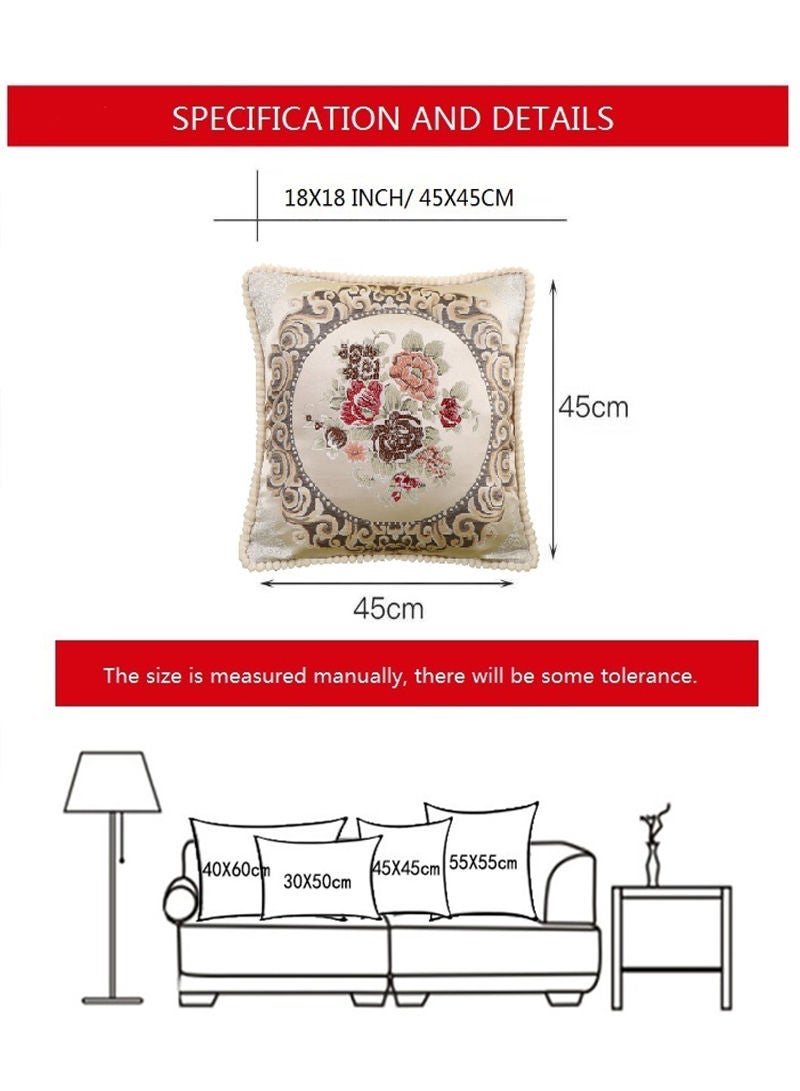 HAPPY MOOD Jacquard Throw Pillow Covers Flower Decorative Pillowcase Square Cushion Cover for Couch Sofa - Image 4