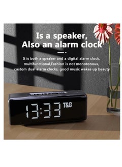 T&G TG174 TWS Mirror Bluetooth Speaker with Alarm Clock, Time & Temperature Display, Micro SD, FM, MP3 - Black  - Image 1