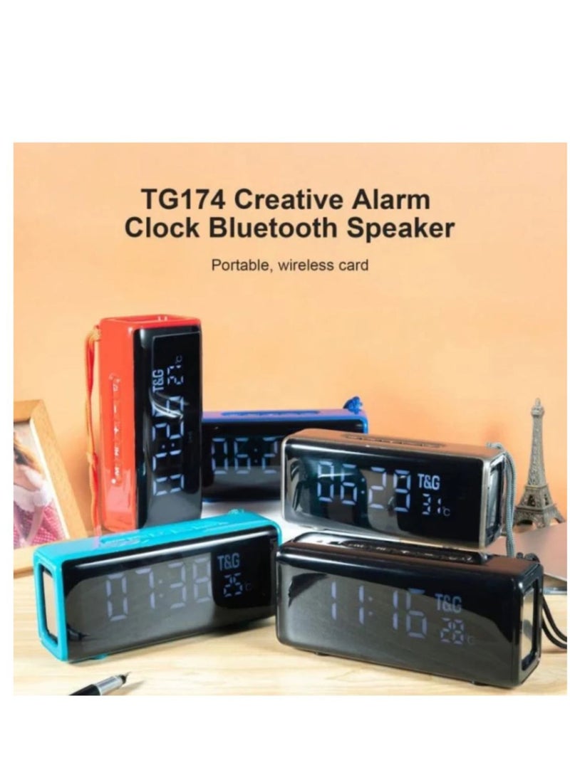 T&G - TG174 TWS Mirror Bluetooth Speaker with Alarm Clock, Time & Temperature Display, Micro SD, FM, MP3 - Black - Image 1