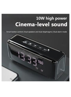 T&G TG174 TWS Mirror Bluetooth Speaker with Alarm Clock, Time & Temperature Display, Micro SD, FM, MP3 - Black  - Image 5